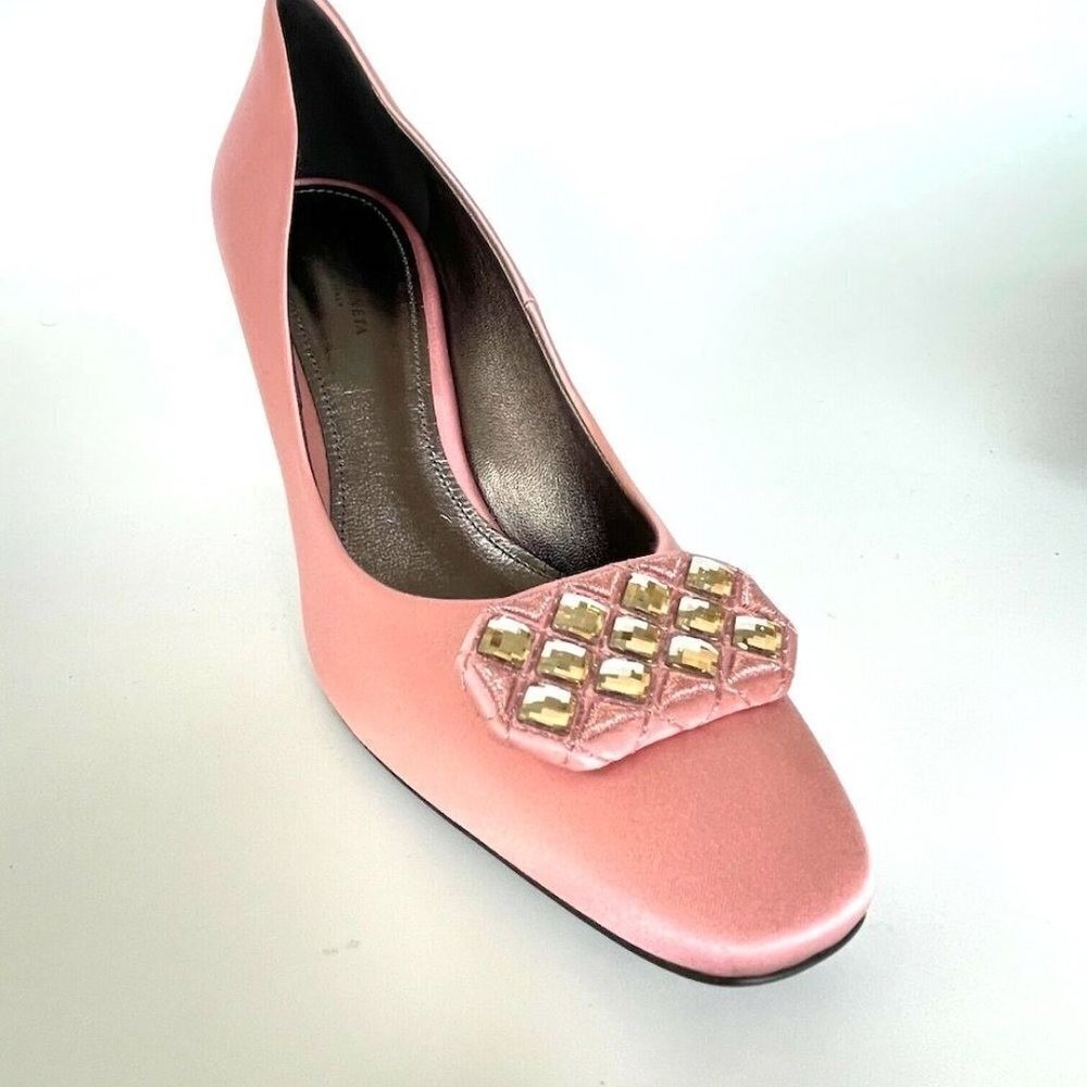 Bottega Veneta 454350 Women's Crepe Satin Stiletto shoe Pastel Pink Sz. 39 - Picture 12 of 15